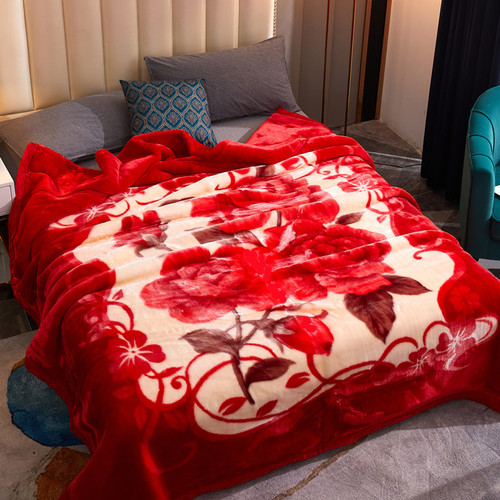 New Wholesale Leroy Merlin Fleece Blanket Double Thick Warm Winter Wedding Red Carpet for Sale Yun Tan Gift