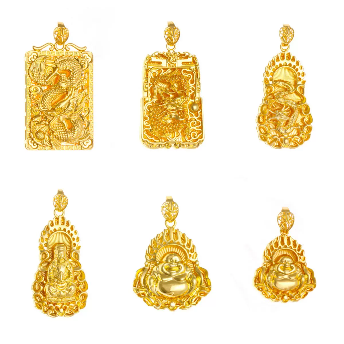 直播爆款仿沙金便宜龙牌观音佛头中国风挂件平安扣吊坠男女项链