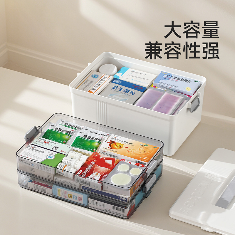 FaSoLa药箱家用药物大容量收纳盒分层分类防尘储物医疗药品收纳箱|undefined