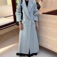 2025新款西装领双排扣加厚双面羊毛大衣设计感廓形保暖羊绒外套女