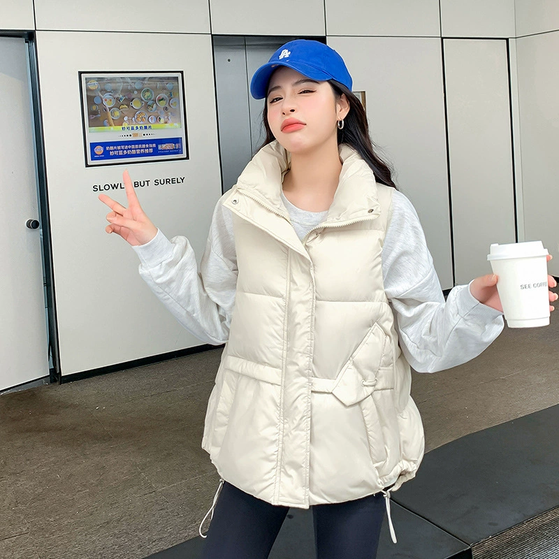 2023 Пуховой хлопковый жилет, женский кардиган, новый короткий Свободный корейский Модный повседневный жилет, жилет