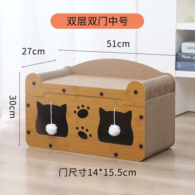 Cama y rascador integrados para gatos, tamaño grande, anti-desgarro, rascador vertical para gatos tipo sofá, casa para gatos con rascador engrosado.