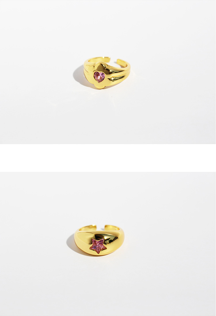 Holiday, Daily Occasion Brass Material Brass Plating Inlay Star Heart Shape Zircon Open Rings