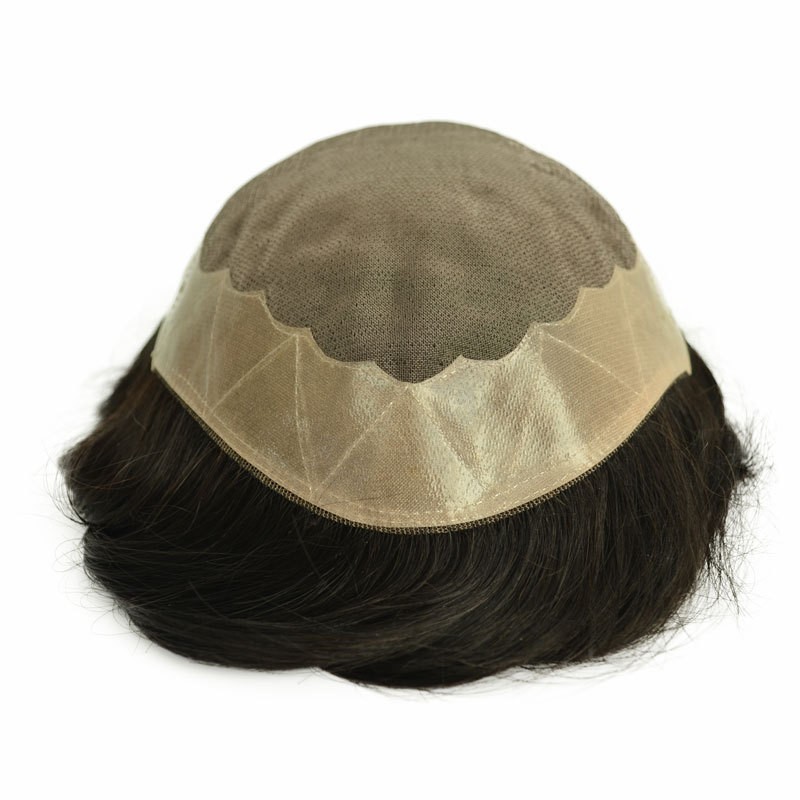 Fuente transfronteriza MONO red para hombres piezas de peluca de cabello tejiendo piezas de peluca de persona real piezas de peluca tejidas a mano