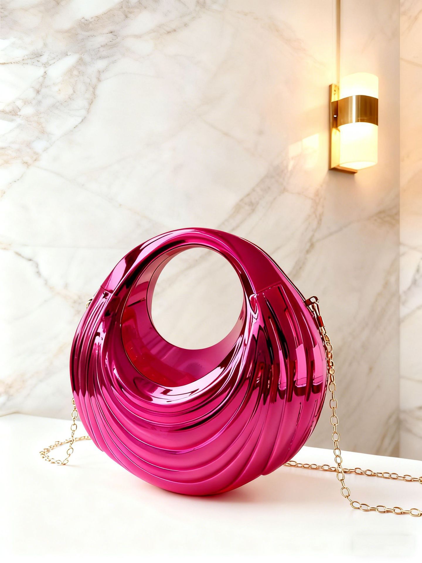 Bolsa de cena acrílica de lujo de damas transfronterizas de moda europea y americana cadena de personalidad vórtice textura brillante mano ropa de noche