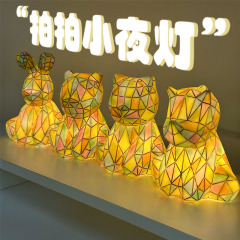 跨境新款魔幻动物系列拍拍灯搪胶防摔桌面摆件USB充电LED小夜灯