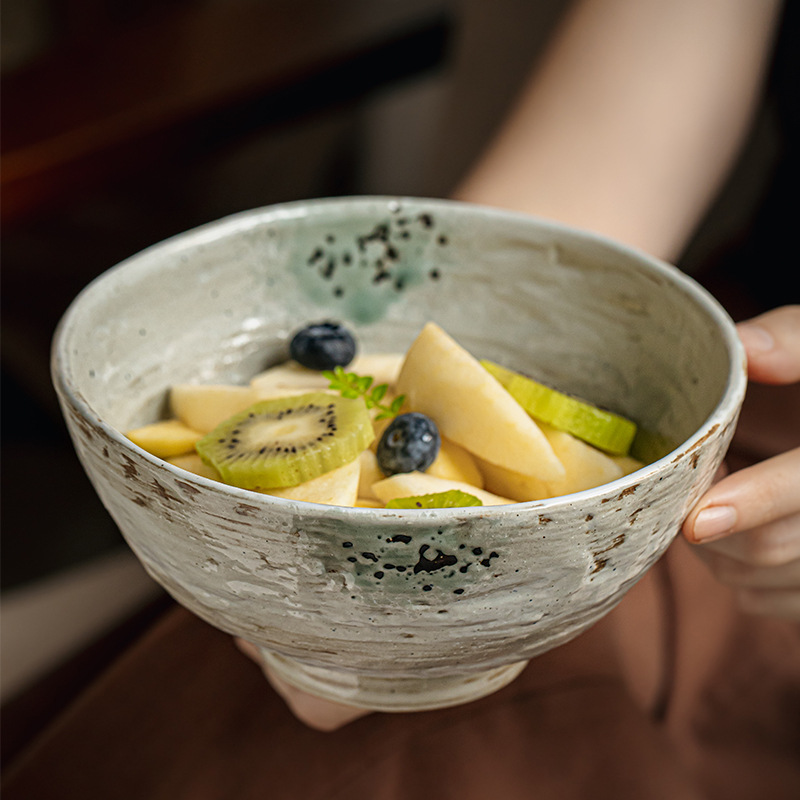 Koike Wabian Jifeng Nostálgico Cuenco de cerámica Cuenco de fideos gruesos Cuenco de arroz Vajilla retro Exportación transfronteriza