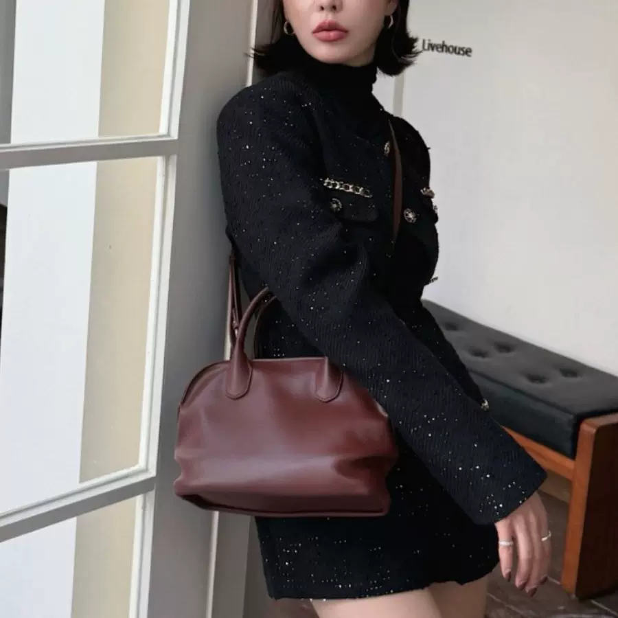 小众设计复古牛皮时尚贝壳手提包百搭新款真皮大容量单肩手提包