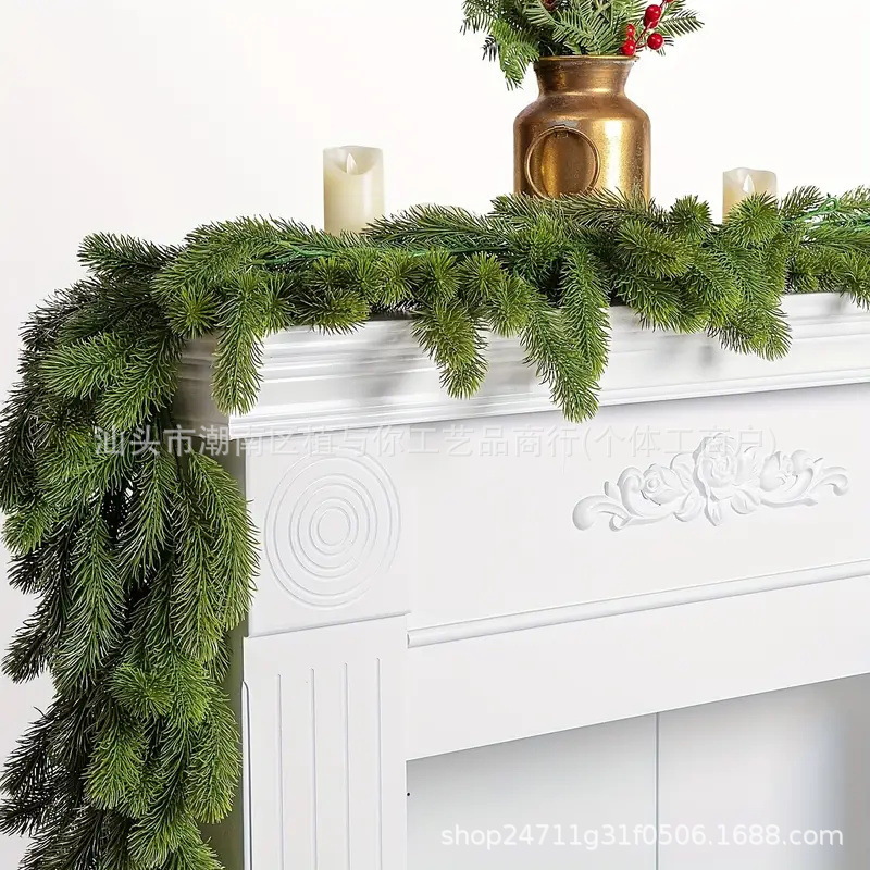 Cross-Border Christmas Artificial Greenery Pine Needle Garland Amazon Home Wall Decoration Artificial Pine Needle Garland Greenery
