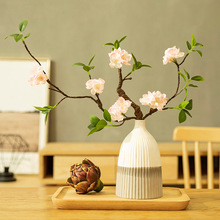 日系腊梅桃花仿真花束绢樱花树枝中式茶几假花插花瓶摆件家居装饰