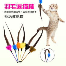 猫咪玩具猫咪用品猫玩具山鸡毛尾巴逗猫棒逗猫杆彩色羽毛铃铛逗猫