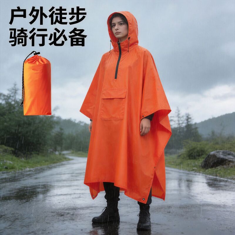 Polyester Pu Foreign Trade Three-In-One Multifunctional High-End Poncho Raincoat for Adults Outdoor Hiking Portable Rain Poncho Polyester Pu Foreign Trade Three-In-One Multifunctional High-End Poncho Raincoat for Adults Outdoor Hiking Portable Rain Poncho