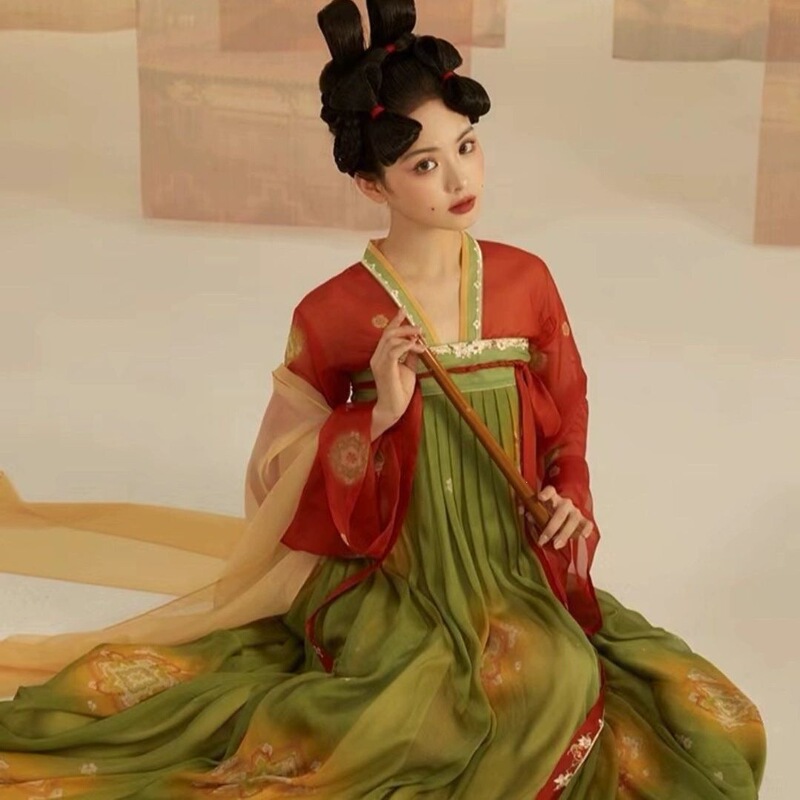 Young Women's Tang Dynasty Clothing, Women's Printed Dance Costumes, Tang Palace Night Banquet Hanfu, New Han and Tang Dance Costumes, Classical Dance