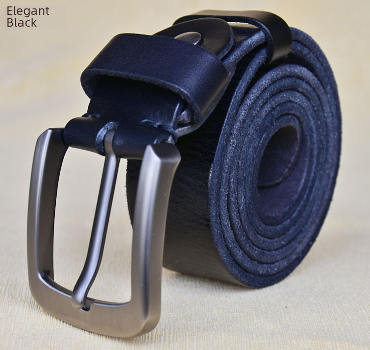 Pure Cowhide Belt Men's Genuine Leather Vintage Casual Cowhide Belt Top Layer Cowhide Pin Buckle Belt Handmade Belt_voghion.com