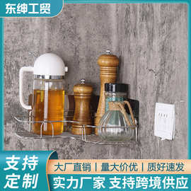 跨境免打孔卫生间三角置物架单层壁挂式厨房调味品转角收纳架定制