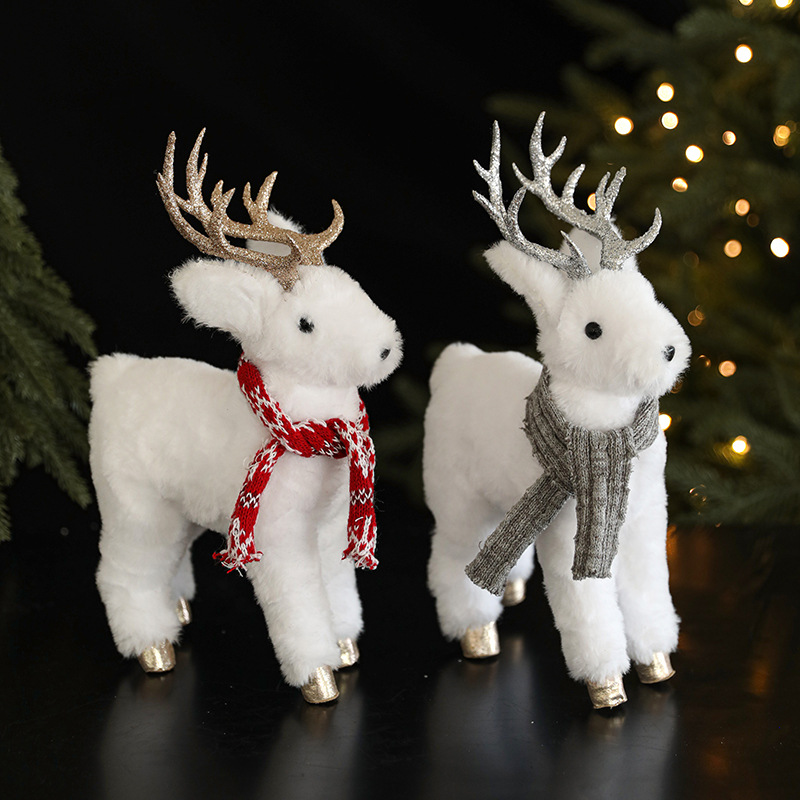Decoraciones de Navidad muñecas de alce blanco muñecas de ventanas del centro comercial en el hogar props decoración del árbol de Navidad