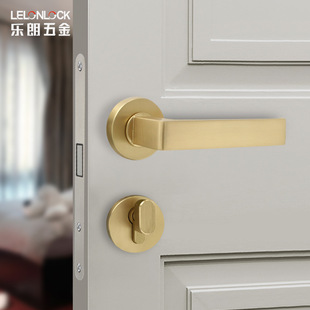 法式轻奢室内实木门锁 拉丝金色房门锁家用静音分体执手锁具订制-阿里巴巴