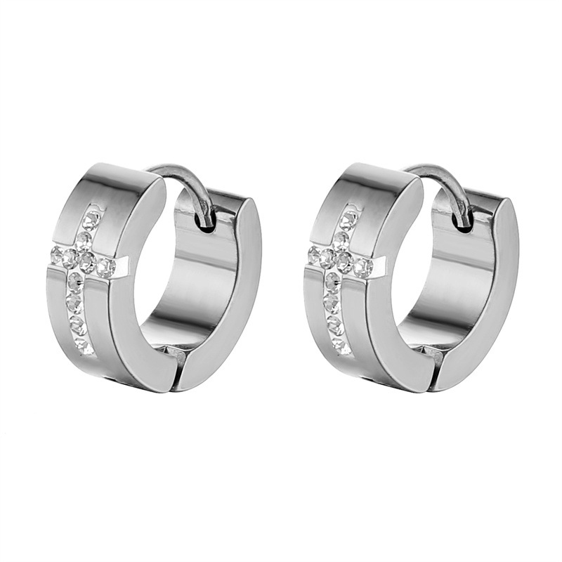 Titanium Steel Material 1 Piece Vintage Style Geometric Plating Titanium Steel Hoop Earrings
