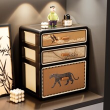 中古风收纳盒家用桌面入户门玄关杂物整理储物盒摆件化妆品置物盒