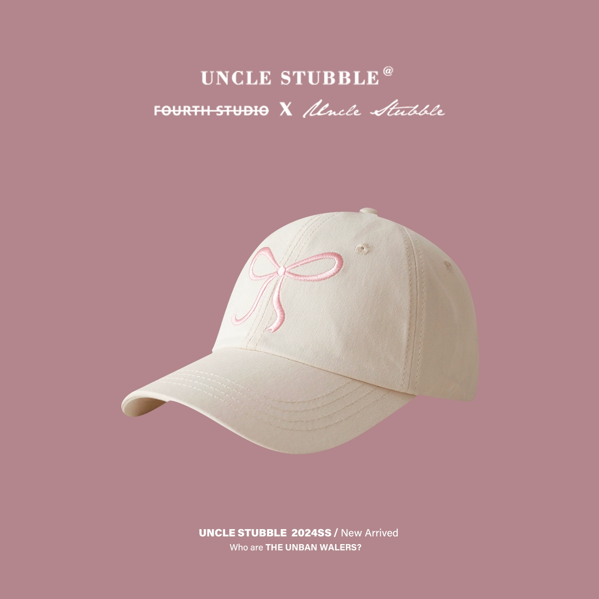 Брендовая baseball-капка с бантиком, фуксияная шляпа