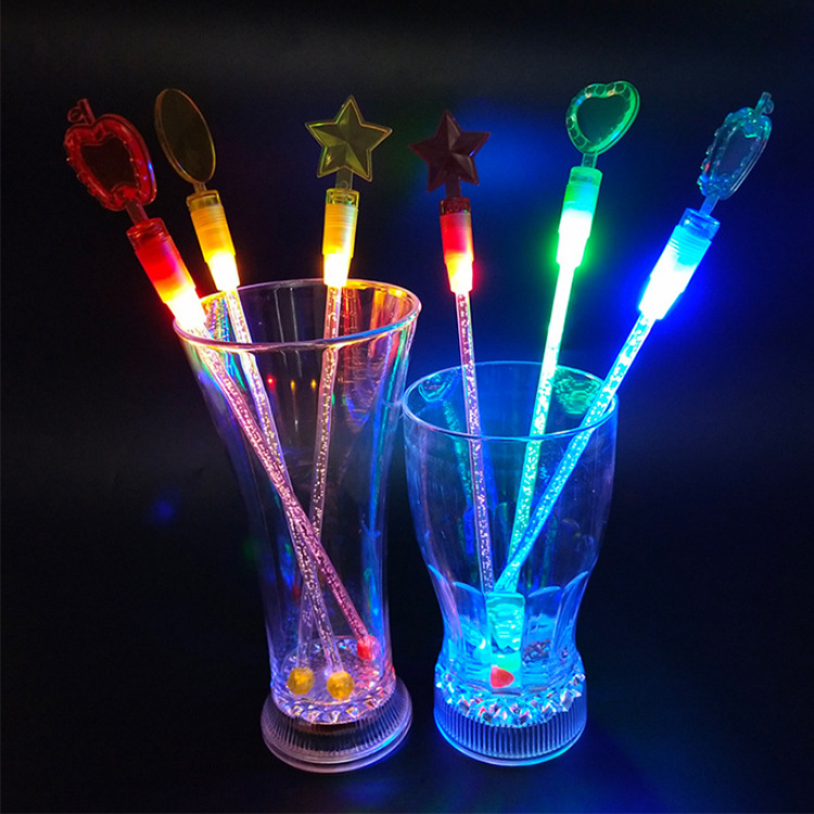酒吧专用发光搅拌棒鸡尾酒发光调酒棒印刷LOGO各种形状LED调酒棒