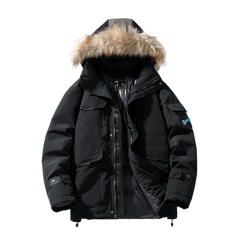 Men's Clothing 2024 new autumn and winter fur collar cotton coat men's thickened coat mid length cotton coat trendy Silk cotton cotton coat_voghion.com