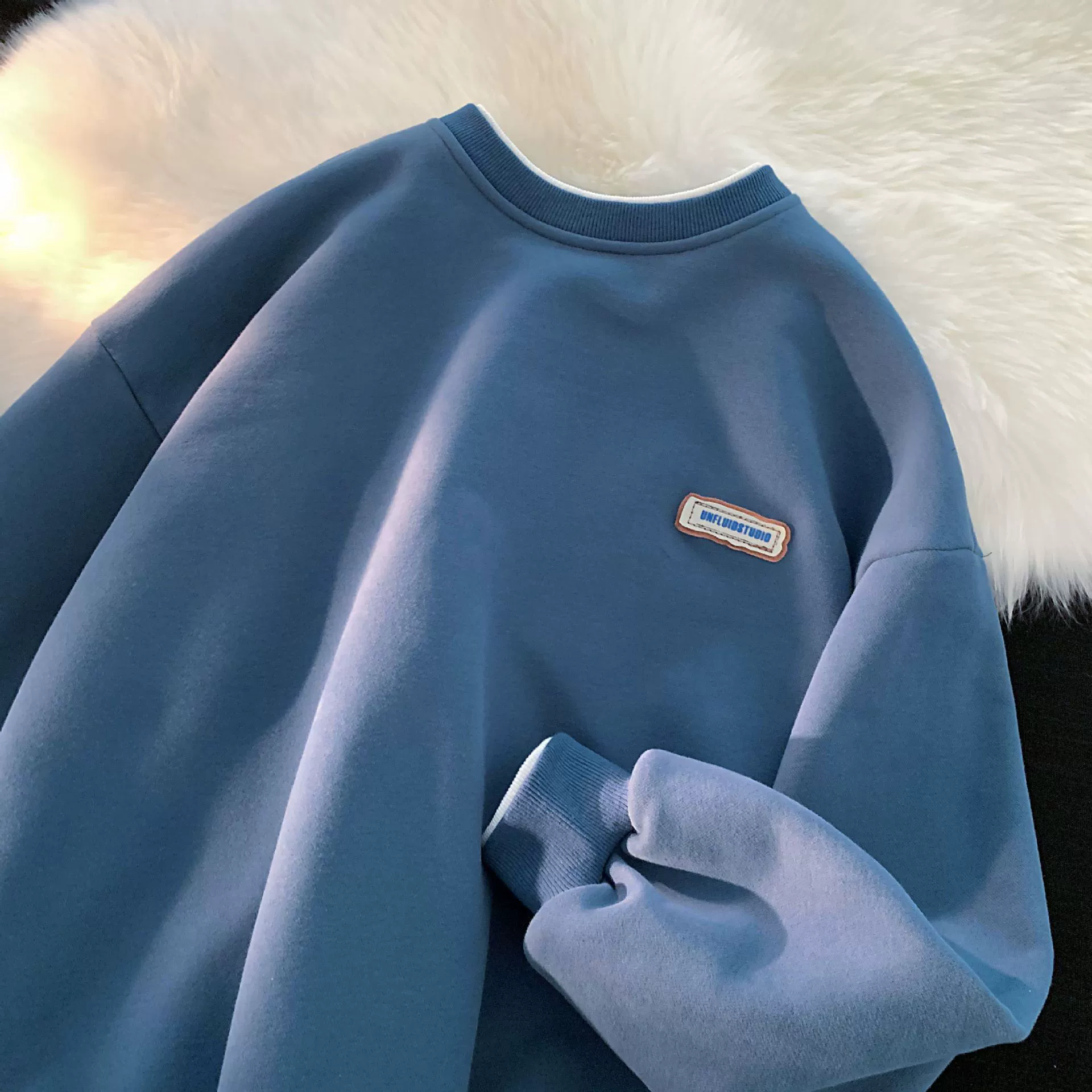 Свитшот оверсайз унисекс — осенняя пара Pullover, авокадо-зеленый, размеры M–XXL