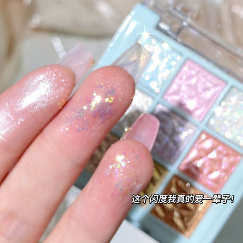 Mgl Christmas Snowflake Nine-Color Eyeshadow Palette Sparkling Brightening Highlighter Silkworm Broken Diamond Affordable Makeup Eyeshadow