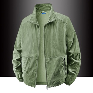 2025 New Sun Protection Clothing Men's Summer Thin Loose Versatile Stand-Up Collar Casual Large Size Work Jacket Men's Black