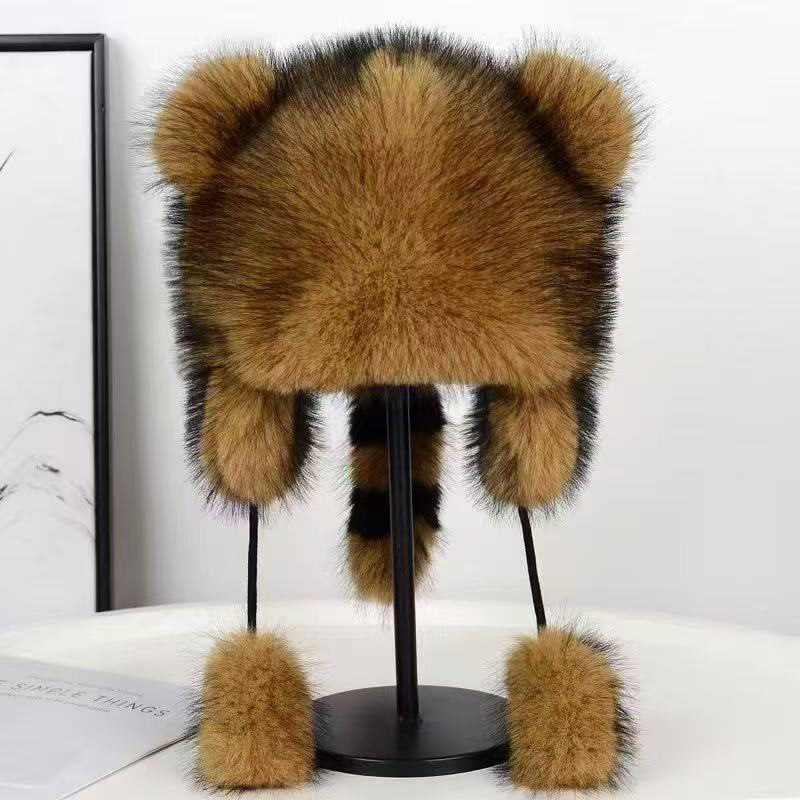 Little Raccoon Earflap Hat, Winter Atmosphere Fashion Warm Plush Hat, Warm Parent-Child Hat, Little Raccoon Hat Little Raccoon Earflap Hat, Winter Atmosphere Fashion Warm Plush Hat, Warm Parent-Child Hat, Little Raccoon Hat