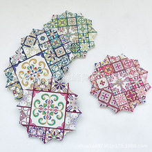 新款跨境五角星形状立体浮雕烫金杯垫亚马逊软木隔热垫欧咖啡杯垫