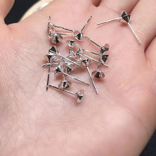 925 silver accessories pearl earring pin ear nail tray bead tray DIY bowl pin empty tray sticky diamond tray jewelry women's ear stud bowl tray