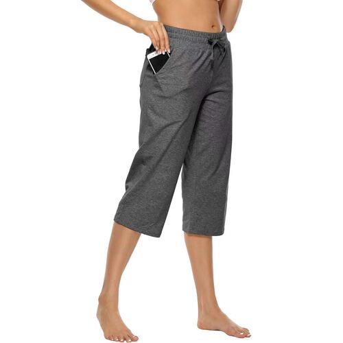 Men's casual sports pants summer thin men's clothing loose seven-quarter pants elastic waist straight-leg pants for men