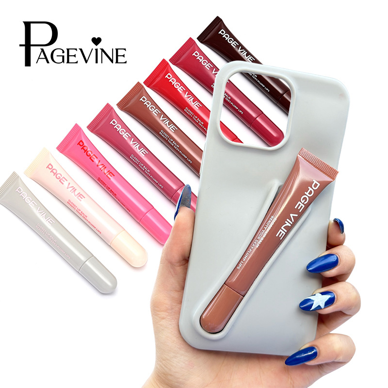 Transfronterizo PAGE VINE caja de teléfono esmalte labial cabeza redonda polipéptido lipstick lubricante líquido hidratante miel labial comercio exterior