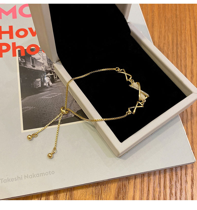 Sweet Bow Knot Titanium Steel Inlay Opal Zircon Bracelets 1 Piece