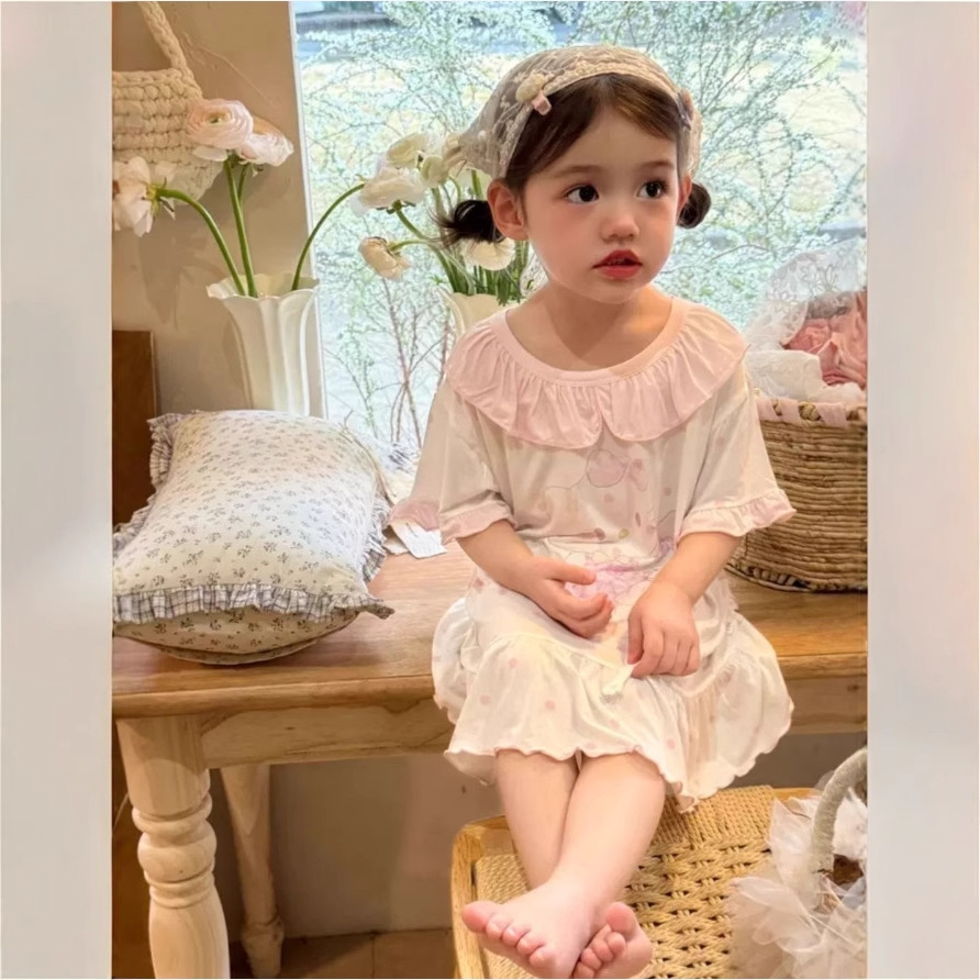 Pijama de niñas pijama infantil modelo verano princesa aicha viento bebé ropa de casa vestido delgada