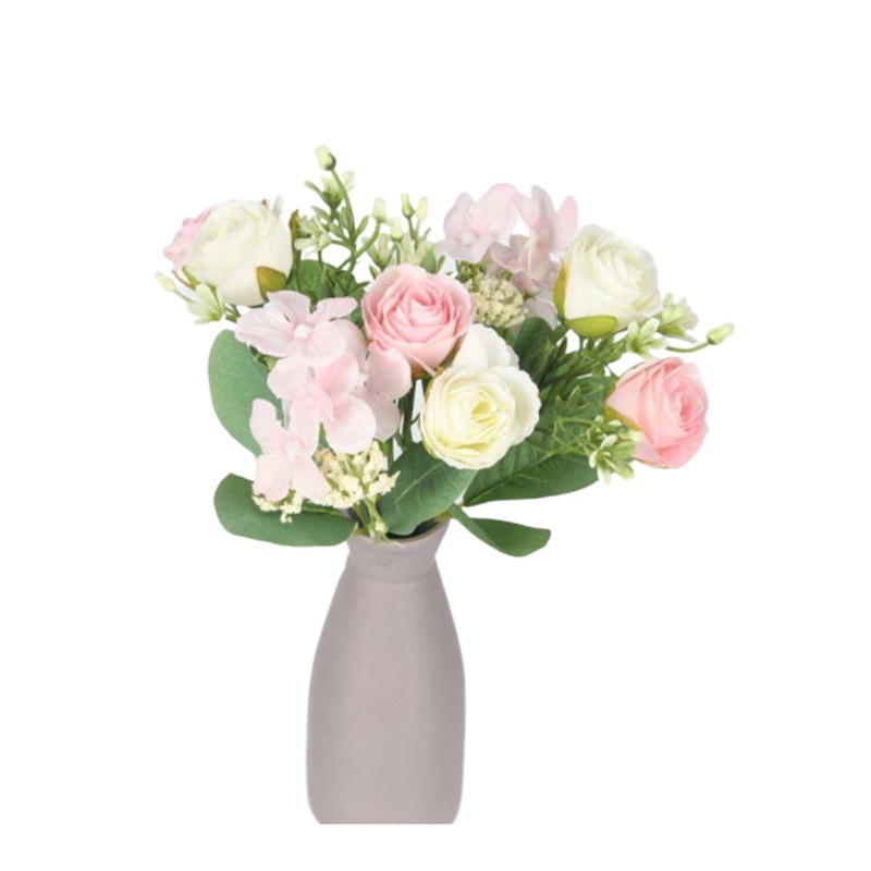 Artificial Rose Bouquet Rose hydrangea auspicioso Bud hogar sala de estar flor falsa planta decoración suministros la boda