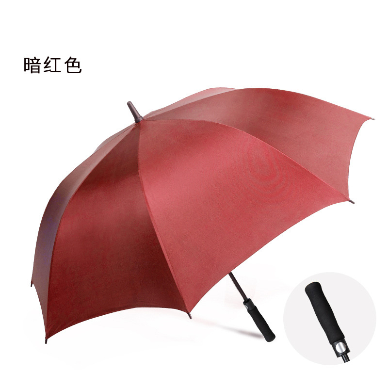 Paraguas de golf de fibra completa con revestimiento negro, paraguas de coche para hombres de negocios, paraguas VIP de alta gama, mango largo, venta al por mayor, parasol de moda.