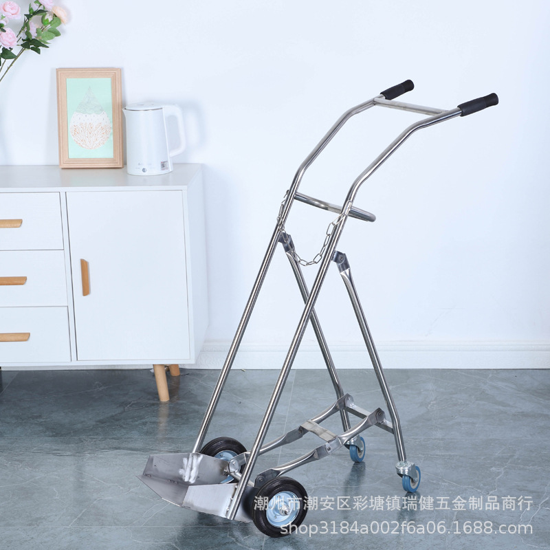 厂家直销40L不锈钢氧气瓶推车瓶装气体罐车工业液化钢瓶手推车