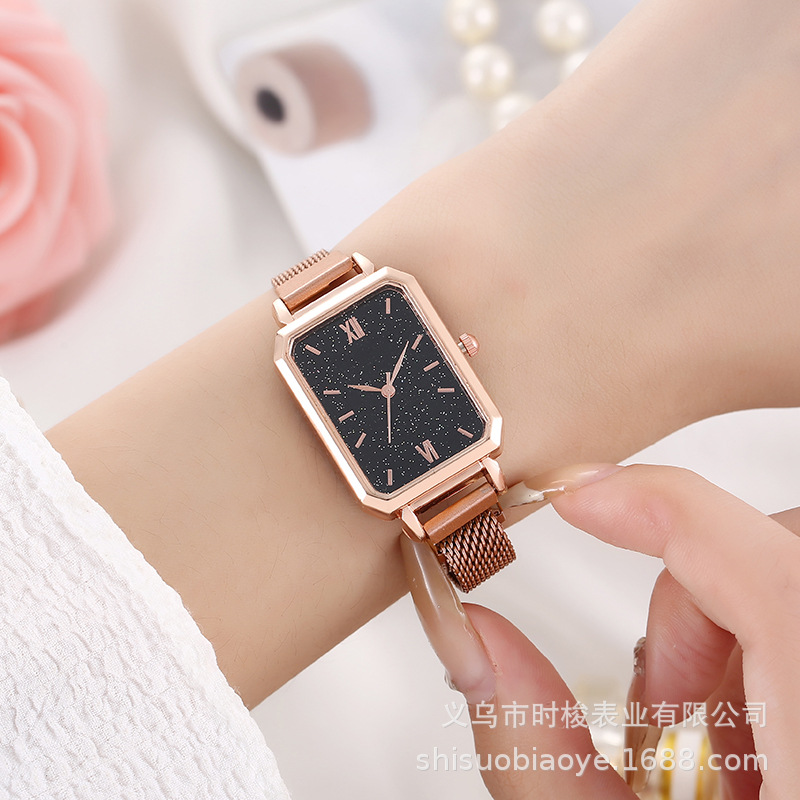 Moda nuevo reloj de mujer Correa de Milán correa de malla pequeño reloj verde reloj de cuarzo cuadrado de mujer de moda coreana