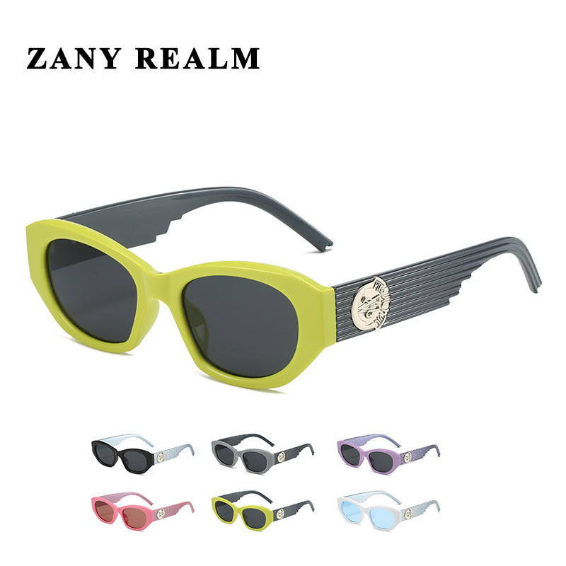 Nuevo retro y2g europeo y americano caliente chica gafas de sol metal plata contraste color gato ojo caja gafas de sol calle punk fabricantes