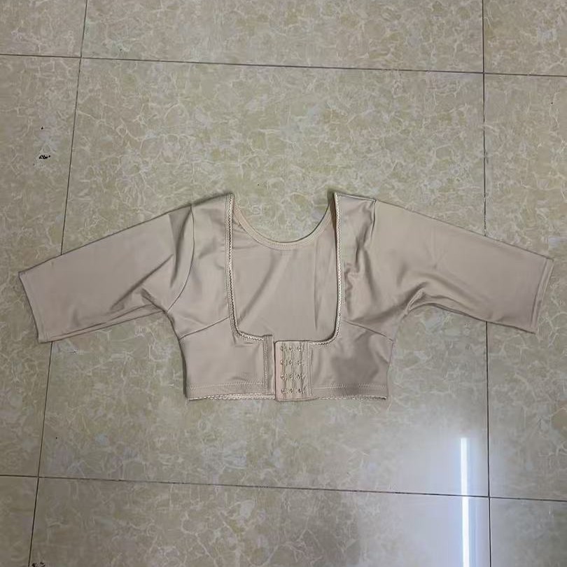【跨境外贸版】束手臂膀短袖大U领托胸四扣三调节调节美背塑身上