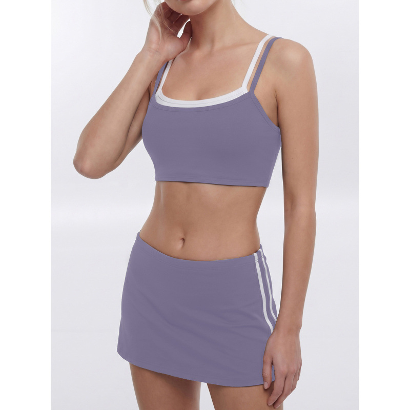 ropa interior deportiva al aire libre ropa de yoga anti-fuerte vestido corto chaleco con cojín de pecho bra de fitness conjunto de pantalones cortos