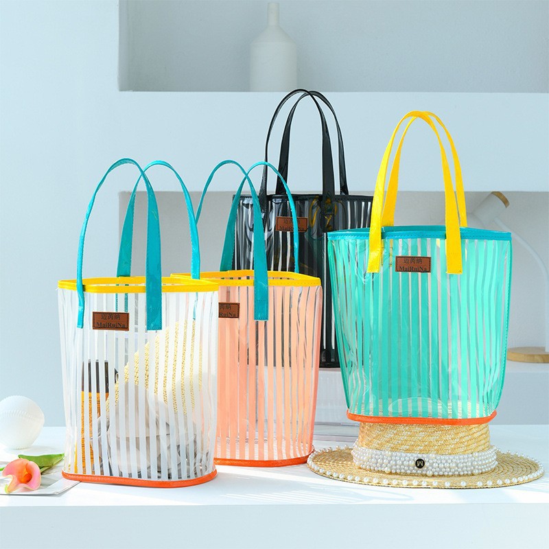 Bolsa de compras transparente portátil de las mujeres bolsa de lavado bolsa de gelatina portátil de gran capacidad bolsa de playa bolsa de natación bolsa de almacenamiento al por mayor