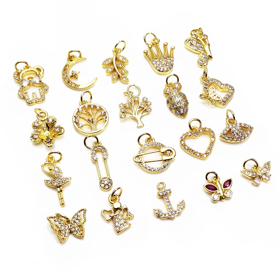 2g Weight Pendant Jewelry Making Type Zircon Inlay Material DIY Jewelry Accessories Classification 1 Piece Quantity Copper Material Leaf, Heart Shape, Bow Knot Pattern Inlay Design Simple Style Style 1 Piece Copper Zircon Leaf Heart Shape Bow Knot Pendant 3