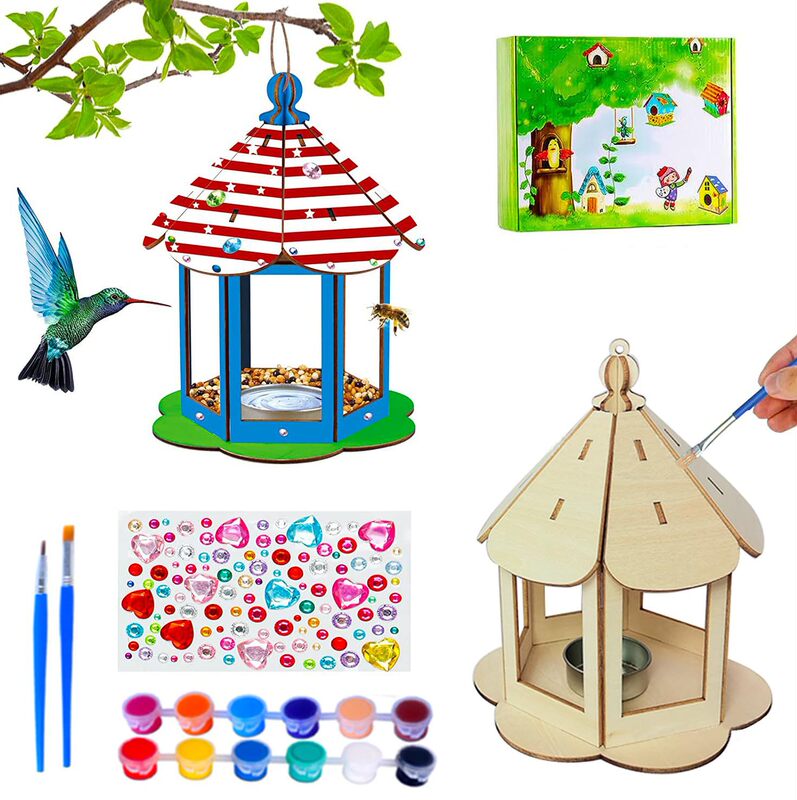 Cross-border unfinished hanging birdhouse wooden toy classroom activity creative art birdhouse project party design Cross-border unfinished hanging birdhouse wooden toy classroom activity creative art birdhouse project party design