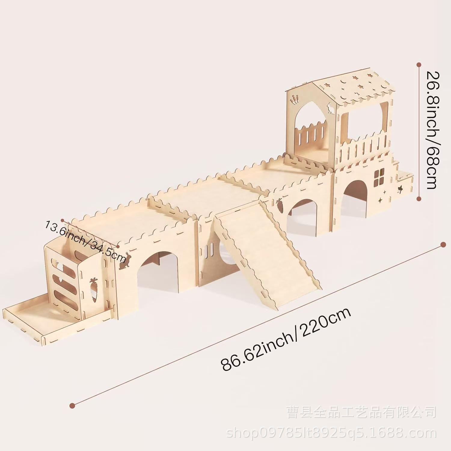 Nido de conejo de madera Casa de refugio para mascotas Túnel Nido de conejillo de indias Nido de conejillo de indias Escondido de conejo enano Castillo de conejo