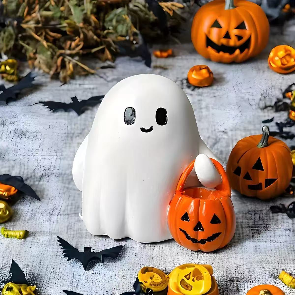 Halloween scene decoration ornaments skull ghost spider web…