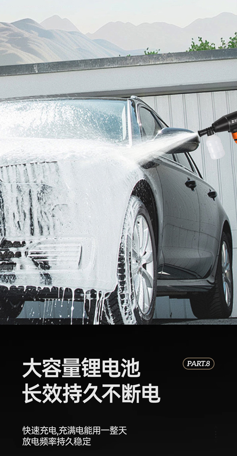 Wireless High-Power Lithium Battery High-Pressure Car Wash Water Gun, Portable Car Wash Machine, Wholesale Cleaning Machine