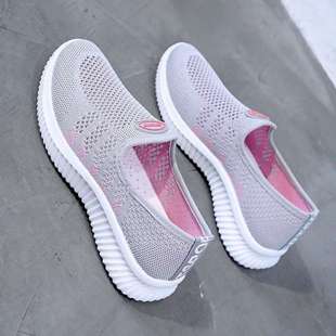 Old Northern Cloth Shoes for Women, Summer Breathable Mesh Shoes, Spring and Autumn Soft-Soled Slip-On Shoes for Middle-Aged and Elderly Mothers, Flat-Soled Work Shoes